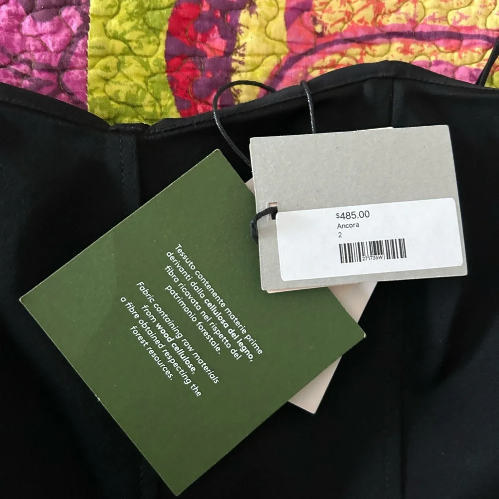 Elegant Black Strapless Dress Marella qifh Grosgrain Black Belt - Picture 2 of 3